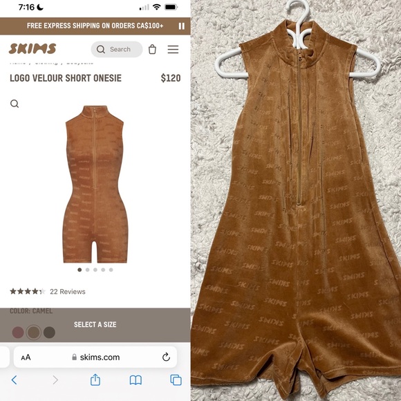 SKIMS logo velour onesie - Picture 1 of 1